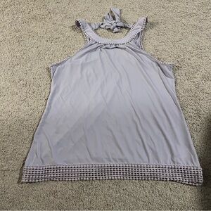 Society Girl Lavender Halter Tank Top Medium Boho Crochet Hem